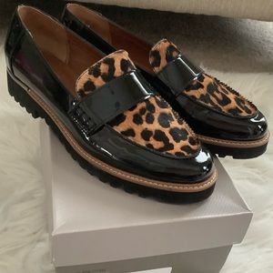 FRANCO SARTO Black Patent/Leopard Loafer